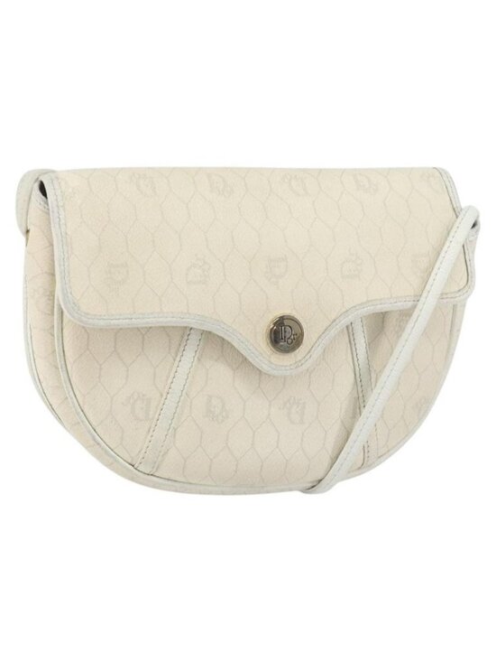 Christian Dior Handbags - Authentic Christian Dior Honeycomb Canvas Chain Shoulder Bag PVC White Gold